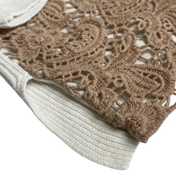 Chico’s Sweater Christina Lace Front Pullover Ecru Ivory Tan 8 Medium M - Picture 6 of 12